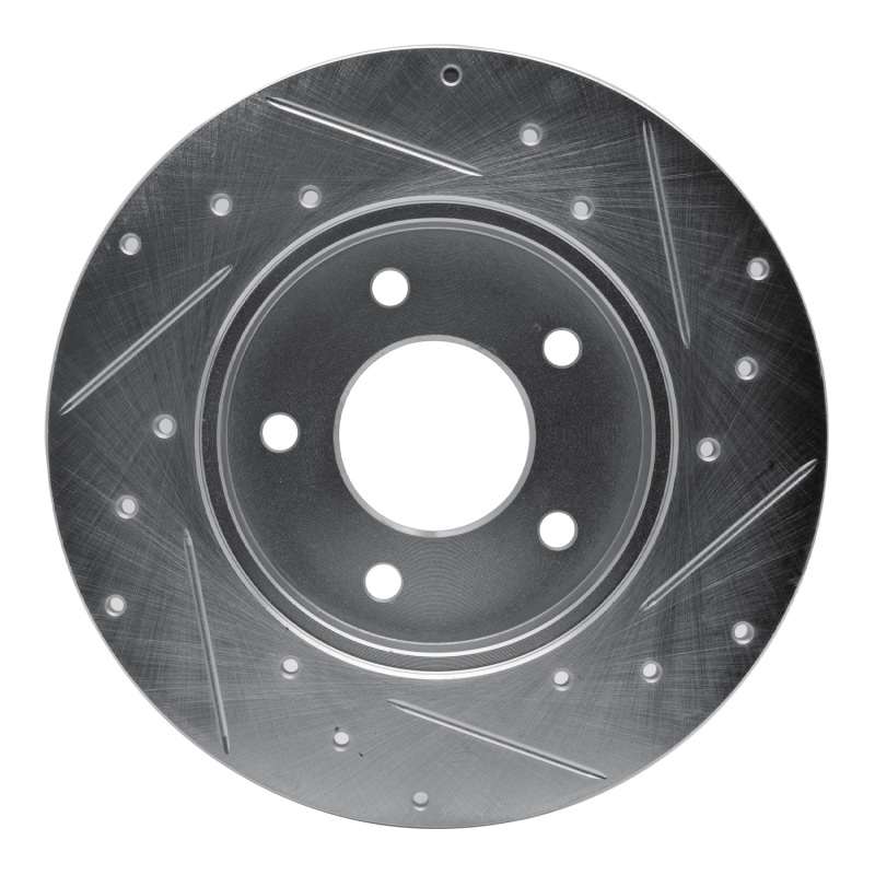 Buick LeSabre Brake Rotor (1) - Rear Left - R1 Concepts - Drilled & Slotted - Silver - `92-`05